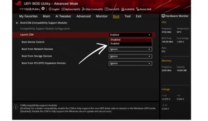 Can't find the launch CSM option
