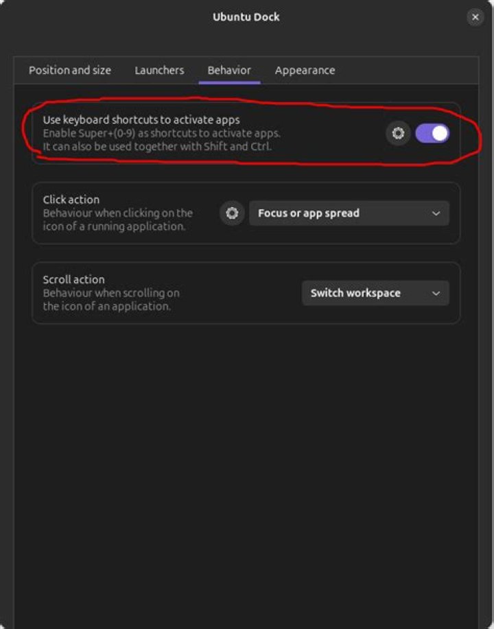 Disable the default app key (super+num) functionality on Ubuntu 17.10 and later