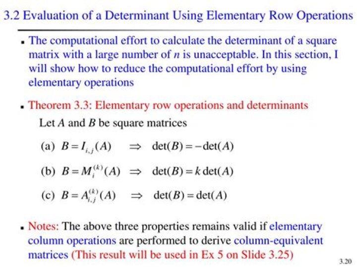 Effect of elementary row operations on determinant?