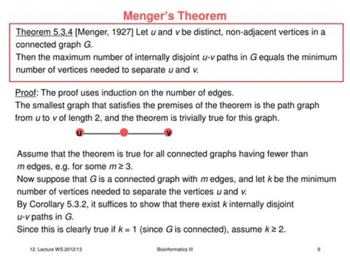 Find maximum number of internally disjoint paths according to Menger's theorem.