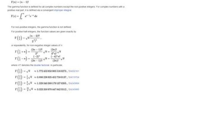 gamma function for half integers