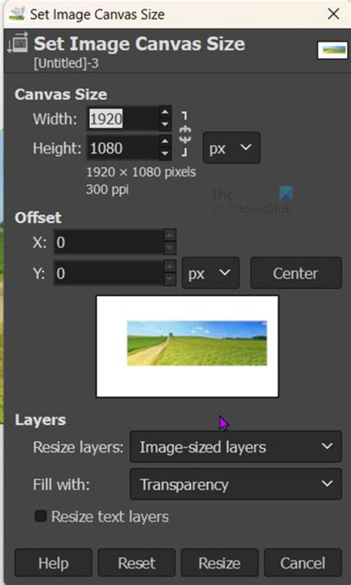GIMP: auto resize canvas size to image size