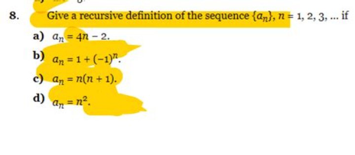 Give recursive definition of sequence $a_n = 2^n, n=2,3, 4... where $ $a_1 = 2$
