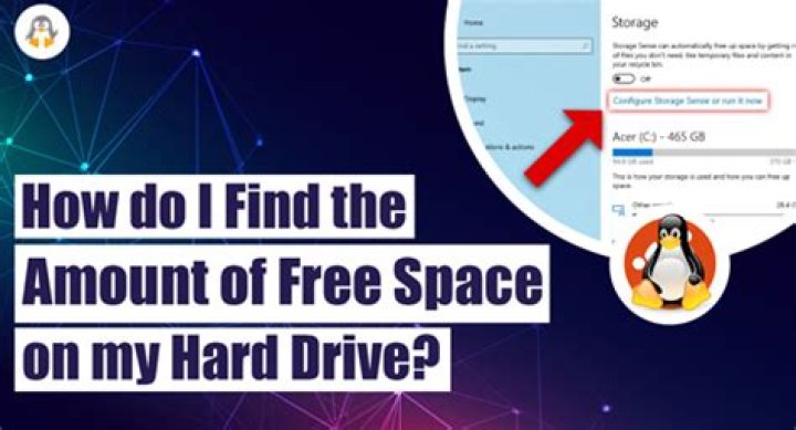 How do I find the amount of free space on my hard drive?