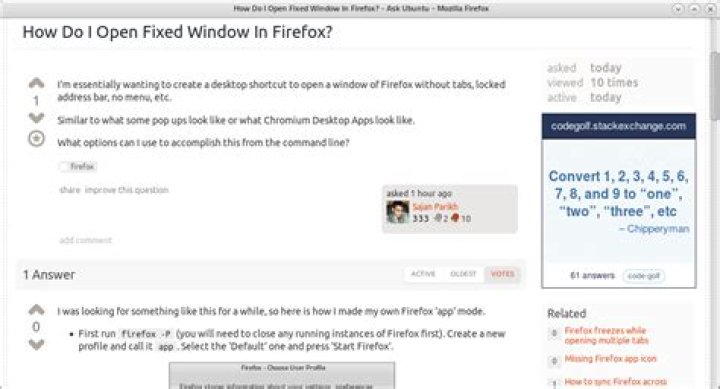 How Do I Open Fixed Window In Firefox (like Chrome app mode)?