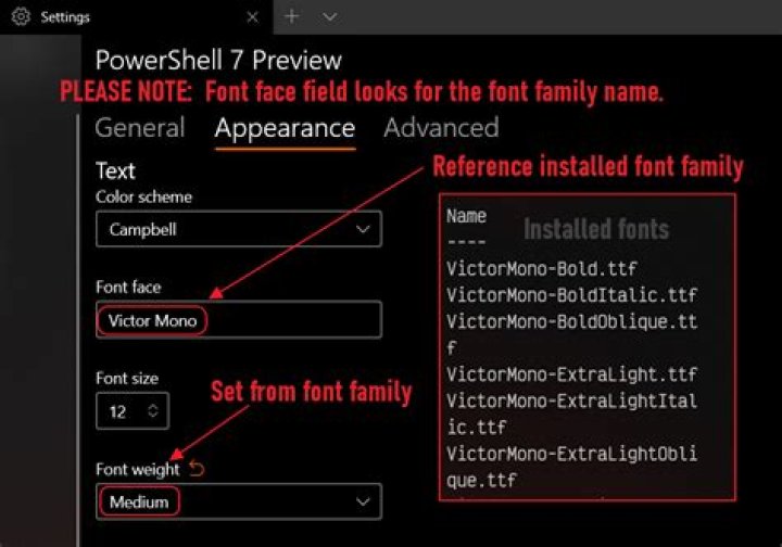 How may I more easily change the fontFace in Windows Terminal?
