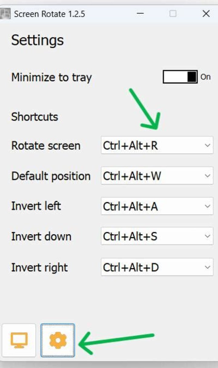 How to create a keyboard shortcut to rotate the monitor in Unity?