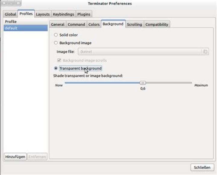 How to make terminator transparent?