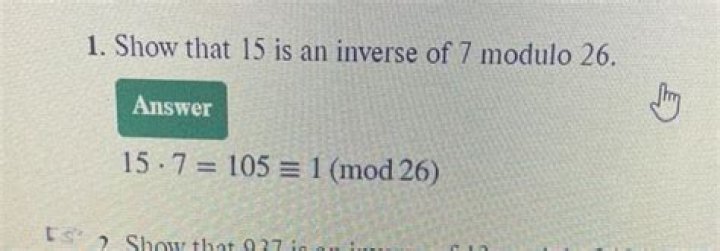 Identify an inverse of 7 modulo 26.
