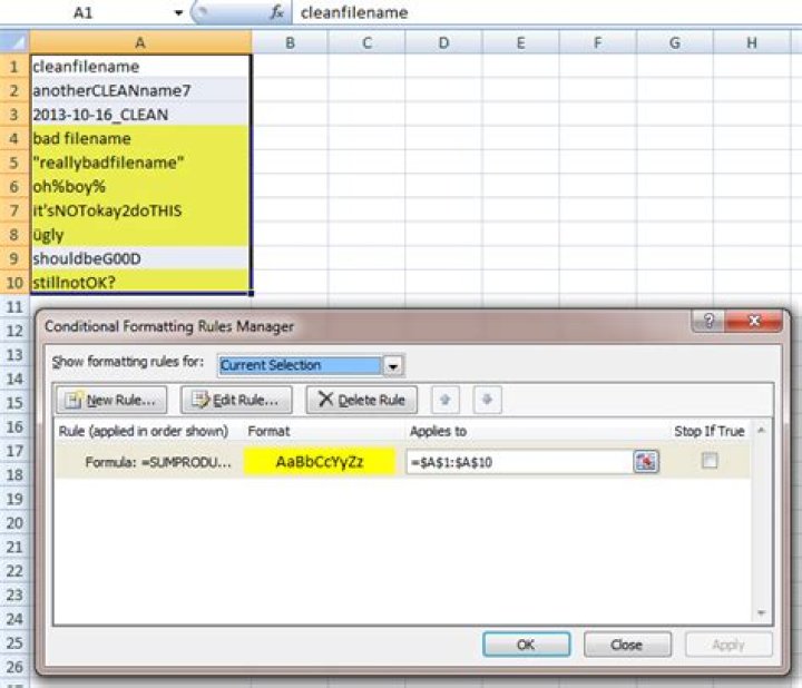 Is there an Excel formula to identify special characters in a cell?