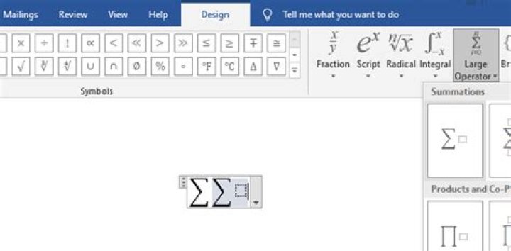 Multiple summations of equal size with text below it in word