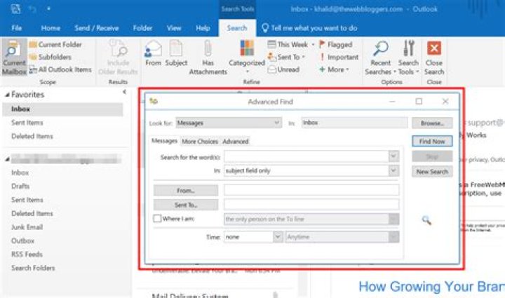Outlook search for multiple words in same reply email