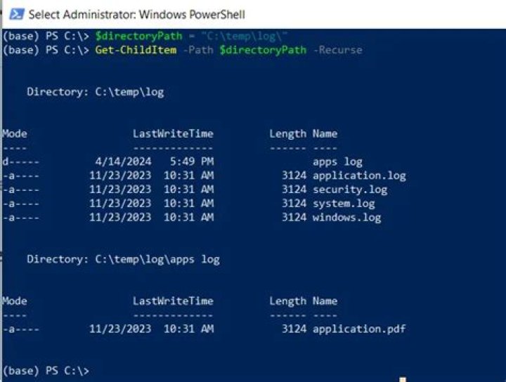 Powershell can't see all files in a directory