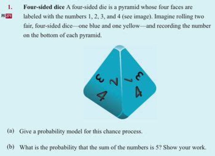 Probability Of a 4 sided die