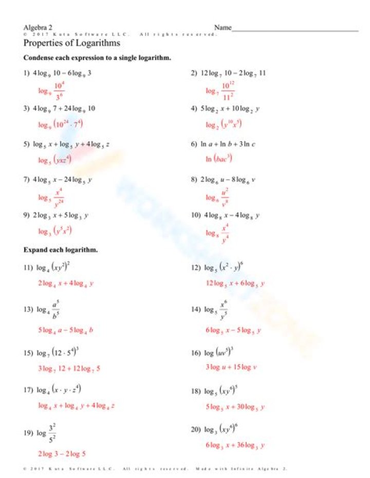 properties of logarithms ln12-ln2=ln6