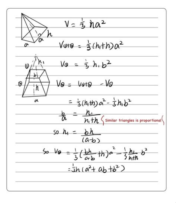 Prove the truncated pyramid volume formula