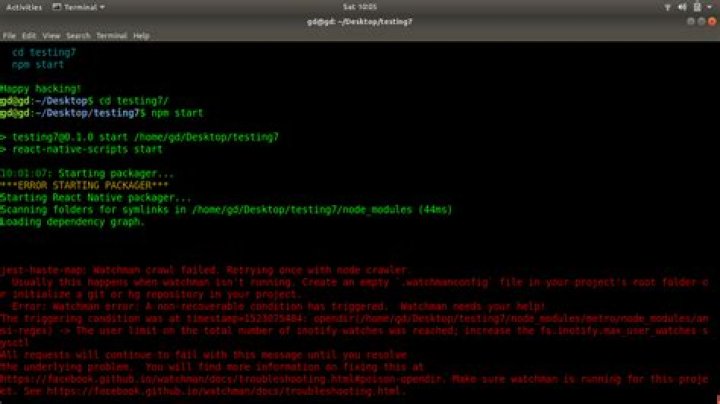 react-native watchman error, after npm start on Ubuntu 17.10.