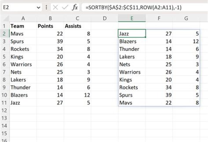 Reverse order of rows in Excel