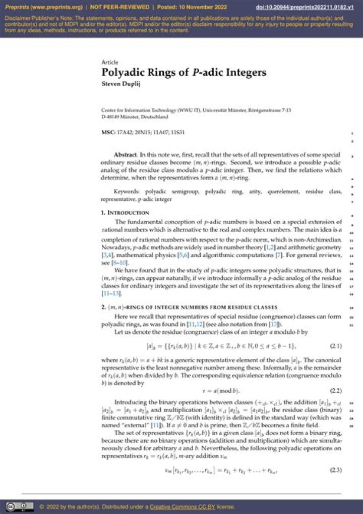 Ring of integers in p-adic field