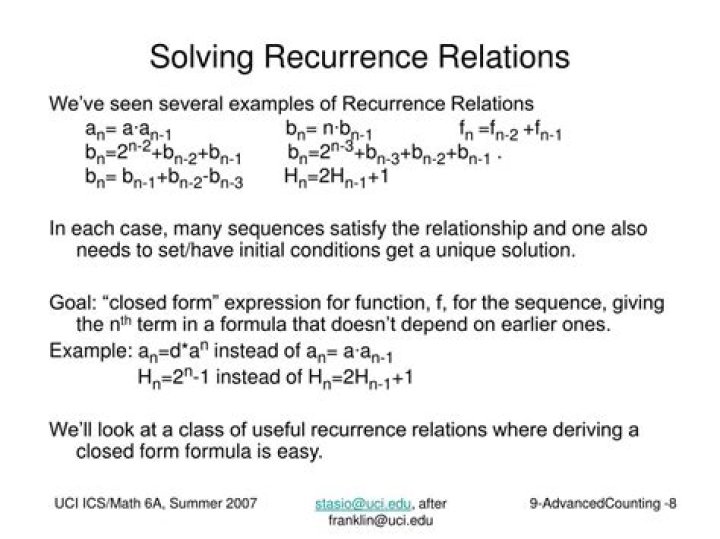 Solving a set of recurrence relations