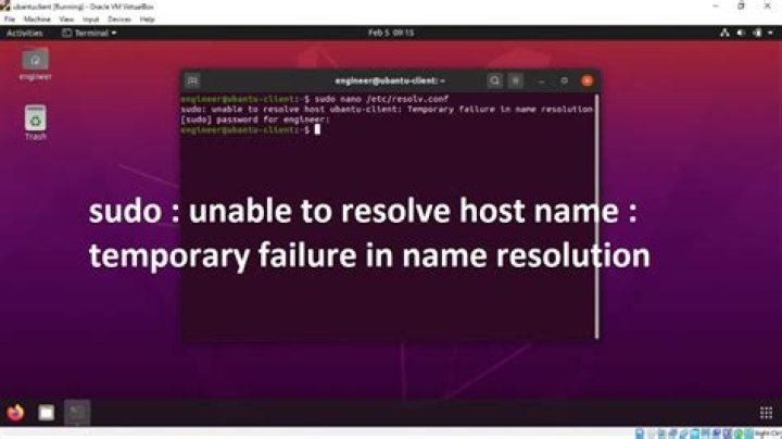 sudo: unable to resolve host {hostname}: Temporary failure in name resolution