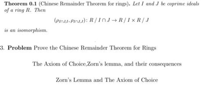 The Chinese Remainder Theorem for Rings.