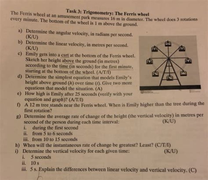 Trigonometry Ferris Wheel Question