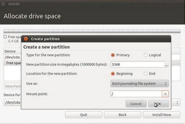 Ubuntu installation partitioning: Logical or primary?