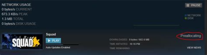 What does it mean when a Steam download says Preallocating?