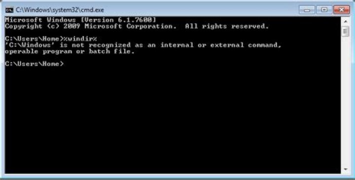 %windir% not recognized error