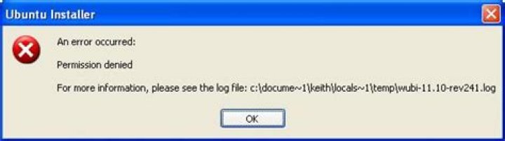 Windows XP Ubuntu Installer (version 11.10) error dialog - Permission Denied
