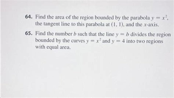 Write "area of the region bounded by the parabola $y = x^2$, the tangent line to this parabola at $(1,1)$ and the $x$-axis" as a definite integral?